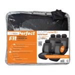 ΚΑΛΥΜΜΑΤΑ ΚΑΘΙΣΜΑΤΩΝ FULL SET 11ΤΜΧ ΔΙΑΙΡΟΥΜΕΝΟ PERFECT FIT POLYESTER WITH JACQUARD ΜΑΥΡΟ-ΓΚΡΙ