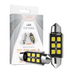 ΛΑΜΠΑ LED 6PCS SMD CANBUS WHITE COLOR (6000K) T10X44MM CARTECH