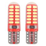 Amio – LED CANBUS T10 W5W 12V W2.1x9.5d 5600K 24xSMD 3014 Σιλικόνης Καρφωτό Λευκό για Φώτα Θέσης & Εσωτερικού Αυτοκινήτου – 2 Τεμ. (01444/AM)