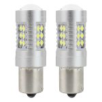 Amio – LED CANBUS P21W BA15s 12/24V 24xSMD 3030 Λευκό Διάθλασης Μονοπολικό για Φώτα Αυτοκινήτου & Φορτηγού – 2 Τεμ. (01445/AM)