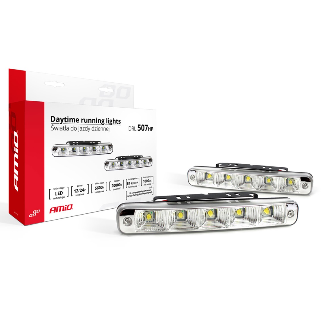 01523AM-8 Amio – Φώτα Ημέρας DRL LED 12/24V 1000Lm για Μέγιστη Ορατότητα & Ασφάλεια σε Αυτοκίνητο & Φορτηγό – Σετ 2 Τεμ. (01523/AM) - Image 1