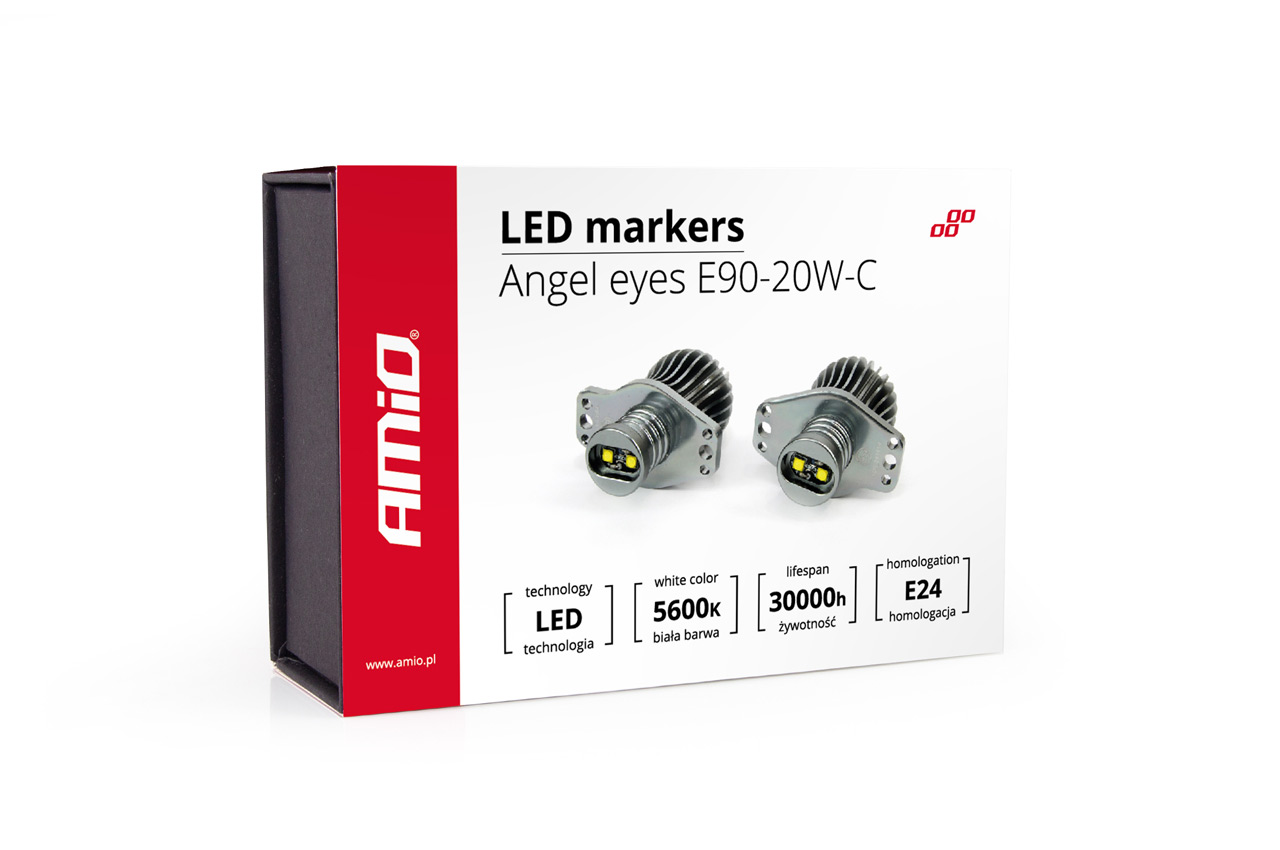 01541-1 Amio – LED Λαμπάκια Angel Eyes 20W 340lm 5600K CANBUS για BMW Σειρά 3 E90 Sedan / E91 Station Wagon 2005-2008 για Καθαρό Λευκό Φως & Χωρίς Σφάλματα – Σετ 2 Τεμ. (01541/AM) - Image 1