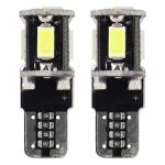Amio – Λαμπάκια LED T10 W5W 12V 2W 5600K 5xSMD 5730 CANBUS Καρφωτά για Ισχυρό Λευκό Φωτισμό χωρίς Σφάλματα – Σετ 2 Τεμ. (01628/AM)