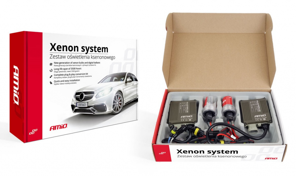 01792_AM_1 Amio - Kit Xenon Bi-Xenon H4-3 6000K 35W CANBUS 12/24V για ισχυρό φωτισμό δρόμου και καθαρή δέσμη χωρίς σφάλματα στο καντράν - 1 Σετ (01792/AM) - Image 1