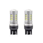Amio - Λαμπτήρες LED τύπου W21/5W (T20 / 7443) για 12V & 24V ισχύος 6.2W με ψυχρό λευκό φως 5600K και 24 SMD 3030 CANBUS για αυξημένη ορατότητα πίσω φωτισμού - 1 Σετ (02126/AM)