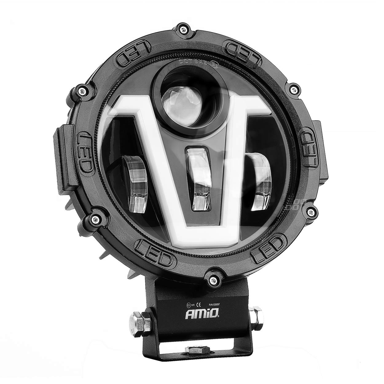 03697_AM_1 Amio - ΠΡΟΒΟΛΕΑΣ ΕΡΓΑΣΙΑΣ ΣΤΡΟΓΓΥΛΟΣ V-LIGHT 5.500lm 9>36V 60W 6.000K Φ198x172x60mm 4 ΧΡΗΣΕΩΝ - 1 ΤΕΜ. (03697/AM) - Image 1