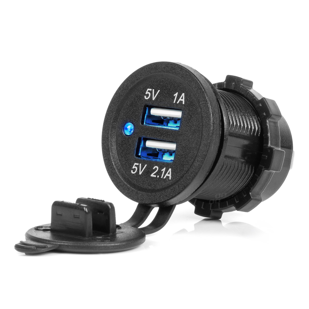 04216_AM_1 Amio - ΠΡΙΖΑ ΜΕ 2 ΘΥΡΕΣ USB ΚΑΙ ΚΑΠΑΚΙ ΜΑΥΡΗ 12/24V 3.1A ΑΔΙΑΒΡΟΧΗ ΜΕ ΜΠΛΕ LED ΦΩΣ ΕΝΔΕΙΞΗΣ - 1 ΤΕΜ. (04216/AM) - Image 1