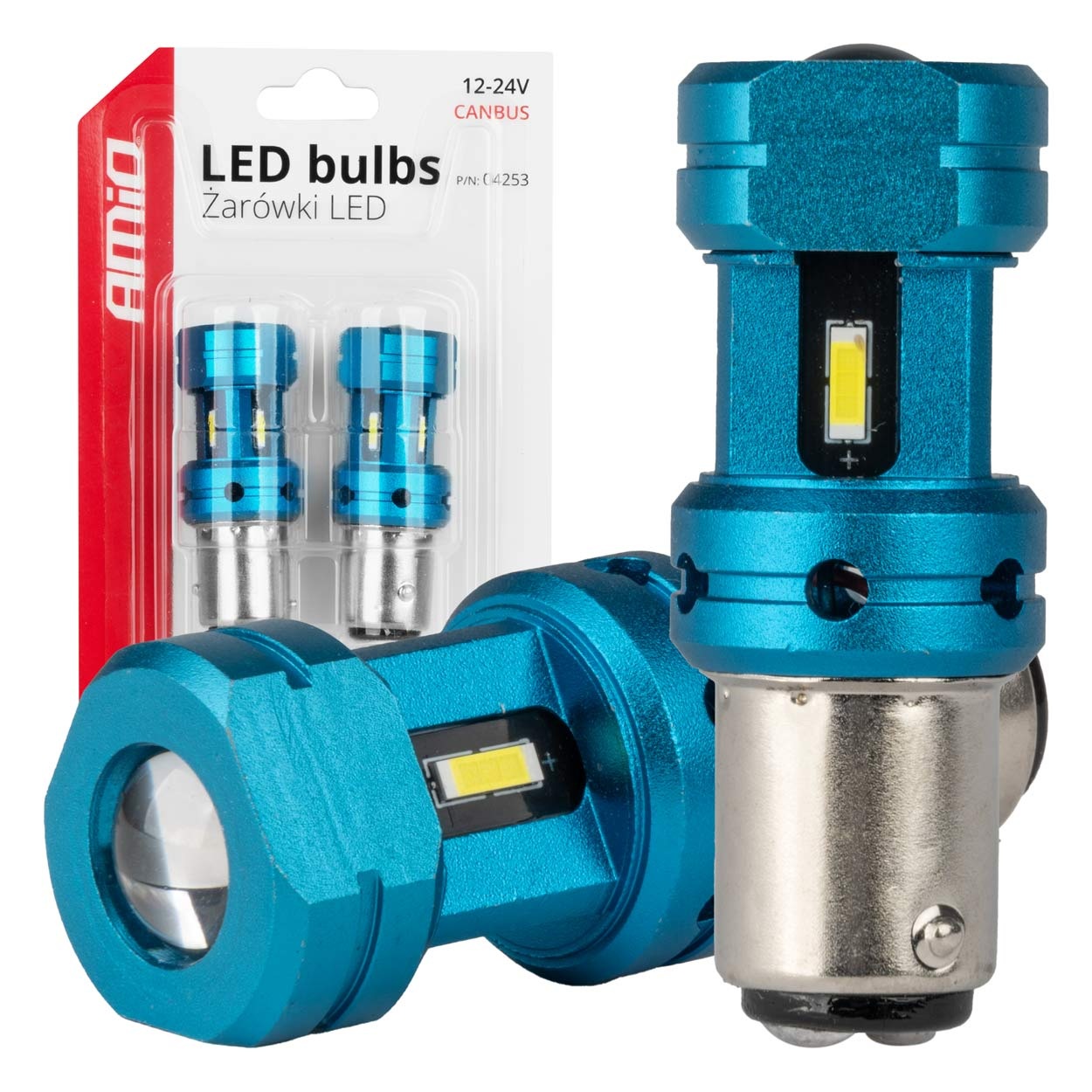 04253OK Amio - Λάμπες LED Αυτοκινήτου LED CANBUS 1157 BAY15D P21/5W 4SMD 1860 6000K Λευκή – Universal 12V/24V - 2 Τεμ. (04253/AM) - Image 1