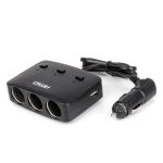 Amio - ΑΝΤΑΠΤΟΡΑΣ ΑΝΑΠΤΗΡΑ 12/24V 100W ΜΑΥΡΟΣ/3 ΘΕΣΕΙΣ/2xUSB-A /ΚΟΥΜΠΙ ON-OFF/ΕΝΔΕΙΞΗ LED/ΚΑΛΩΔΙΟ 70cm - 1 Τεμ. (04363/AM)