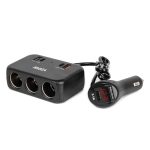Amio - ΑΝΤΑΠΤΟΡΑΣ ΑΝΑΠΤΗΡΑ 12/24V 120W ΨΗΦΙΑΚΟΣ ΜΑΥΡΟΣ/3 ΘΕΣΕΙΣ/2xUSB-A + 1xUSB-C QC 4.0 ΜΕ ΚΑΛΩΔΙΟ 80cm - 1 Τεμ. (04366/AM)
