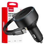 Amio - ΦΟΡΤΙΣΤΗΣ ΑΝΑΠΤΗΡΑ 12/24V ΜΕ 1ΘΥΡΑ USB-C 60W ΤΑΧΕΙΑΣ ΦΟΡΤΙΣΗΣ ΜΕ ΕΝΣΩΜΑΤΩΜΕΝΟ ΚΑΛΩΔΙΟ USB C+APPLE LIGHTING - 1 Τεμ. (04370/AM)