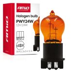 Amio - Λάμπα Αλογόνου PWY24W 12V 24W Amber (Πορτοκαλί) Βάση WP3.3x14.5-4 για Φλας  - 1 τεμ.(04410/AM)