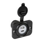 ΠΡΙΖΑ USB ΜΕ ΚΑΠΑΚΙ ΚΑΙ 2 ΘΥΡΕΣ USB (A+C) 12/24V 3000mA 15W ΜΑΥΡΗ FAST CHARGE LAMPA - 1 TEM.