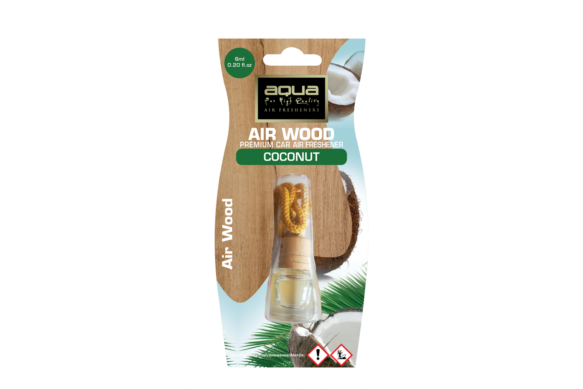 Airwood_Coconut Aqua - ΑΡΩΜΑΤΙΚΟ ΑΥΤΟΚΙΝΗΤΟΥ ΚΡΕΜΑΣΤΟ ΜΠΟΥΚΑΛΑΚΙ ΜΕ ΑΡΩΜΑ ΚΑΡΥΔΑ (COCONUT) AIR WOOD AQUA - 1 TEM. (10-455/AQ) - Image 1