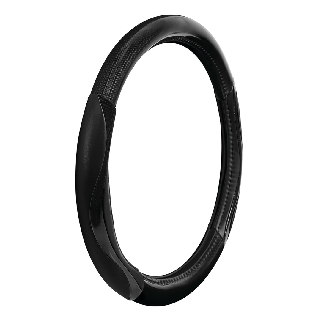 L32943-1 Lampa Κάλυμμα Τιμονιού Αυτοκινήτου Silverstone 37-39εκ. Άοσμο Με Carbon πρόσθετα λαβές Ultra-soft Skeentex Μαύρο 1-τεμ. (L3294.3) - Image 1