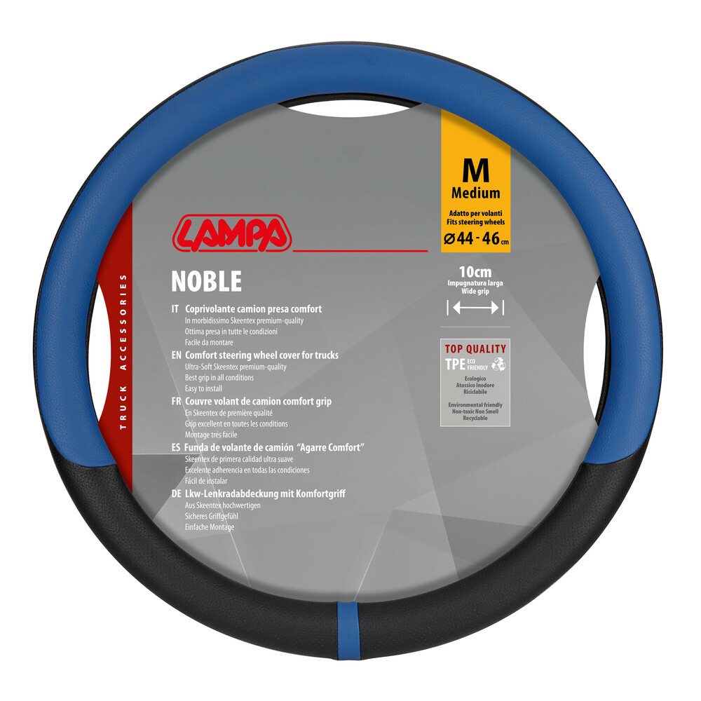 L97085-2 Lampa - Κάλυμμα Τιμονιού Φορτηγού NOBLE από Skeentex M 44-46εκ. Άοσμο Μαλακό αντιολισθητικό εύκολη τοποθέτηση φαρδιά λαβή 10εκ. Μαύρο / Μπλε - 1 τεμ. (L9708.5) - Image 1