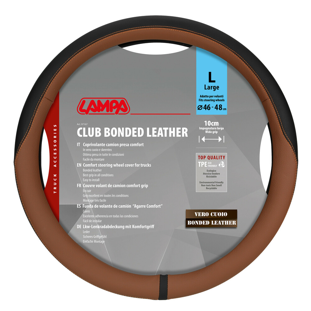 L97168-3 Lampa - Κάλυμμα Τιμονιού Φορτηγού Club τεχνόδερμα και Skeentex M 46-48εκ. Άοσμο Μαλακό εύκολη τοποθέτηση φαρδιά λαβή 10εκ. Καφέ - 1 τεμ. (L9716.8) - Image 1