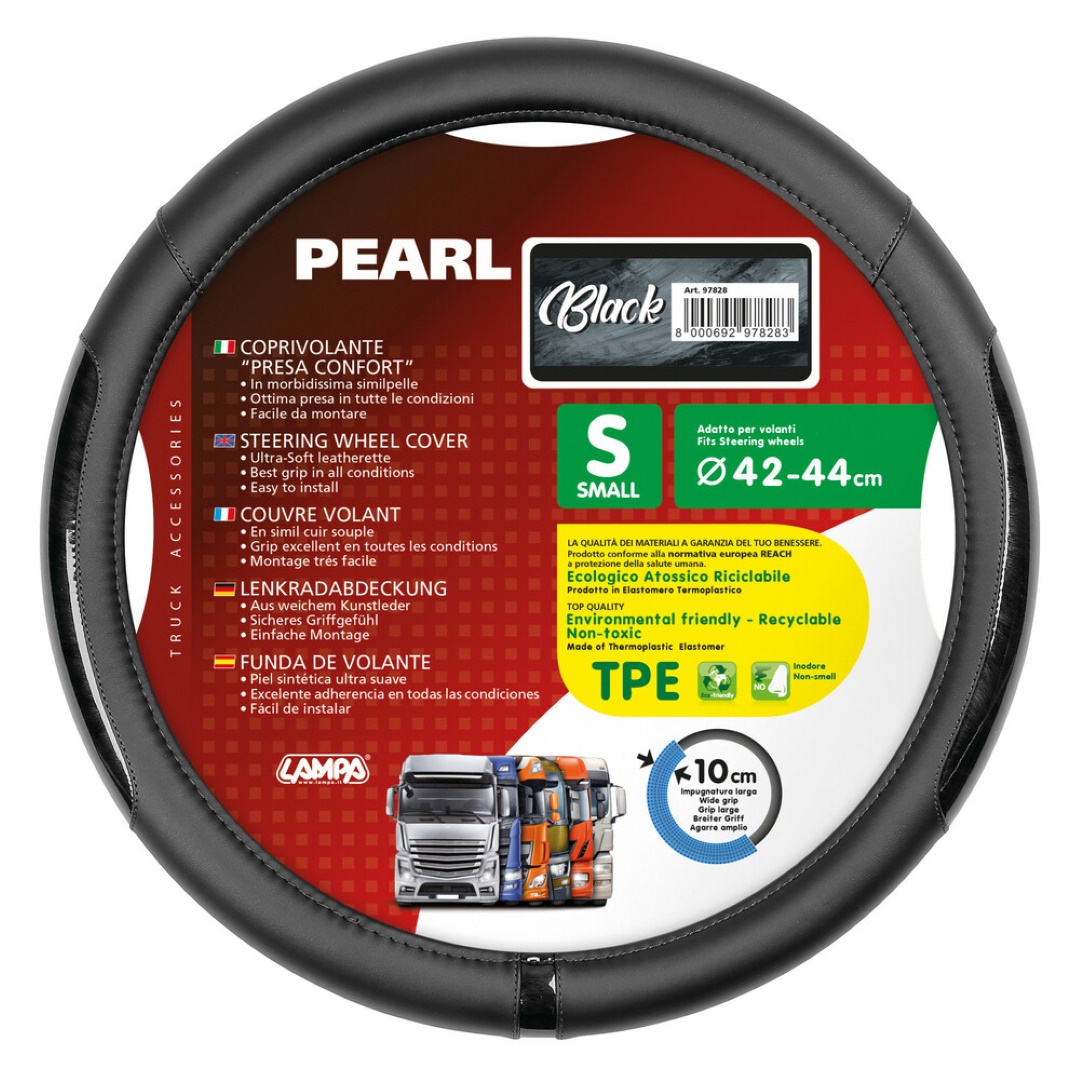 L97828-3 ΚΑΛΥΜΜΑ ΤΙΜΟΝΙΟΥ ΦΟΡΤΗΓΟΥ PEARL BLACK ΔΕΡΜΑΤΙΝΗ ΜΑΥΡΟ (S) 42-44cm ΟΙΚΟΛΟΓΙΚΟ ΚΑΙ ΑΟΣΜΟ - Image 1