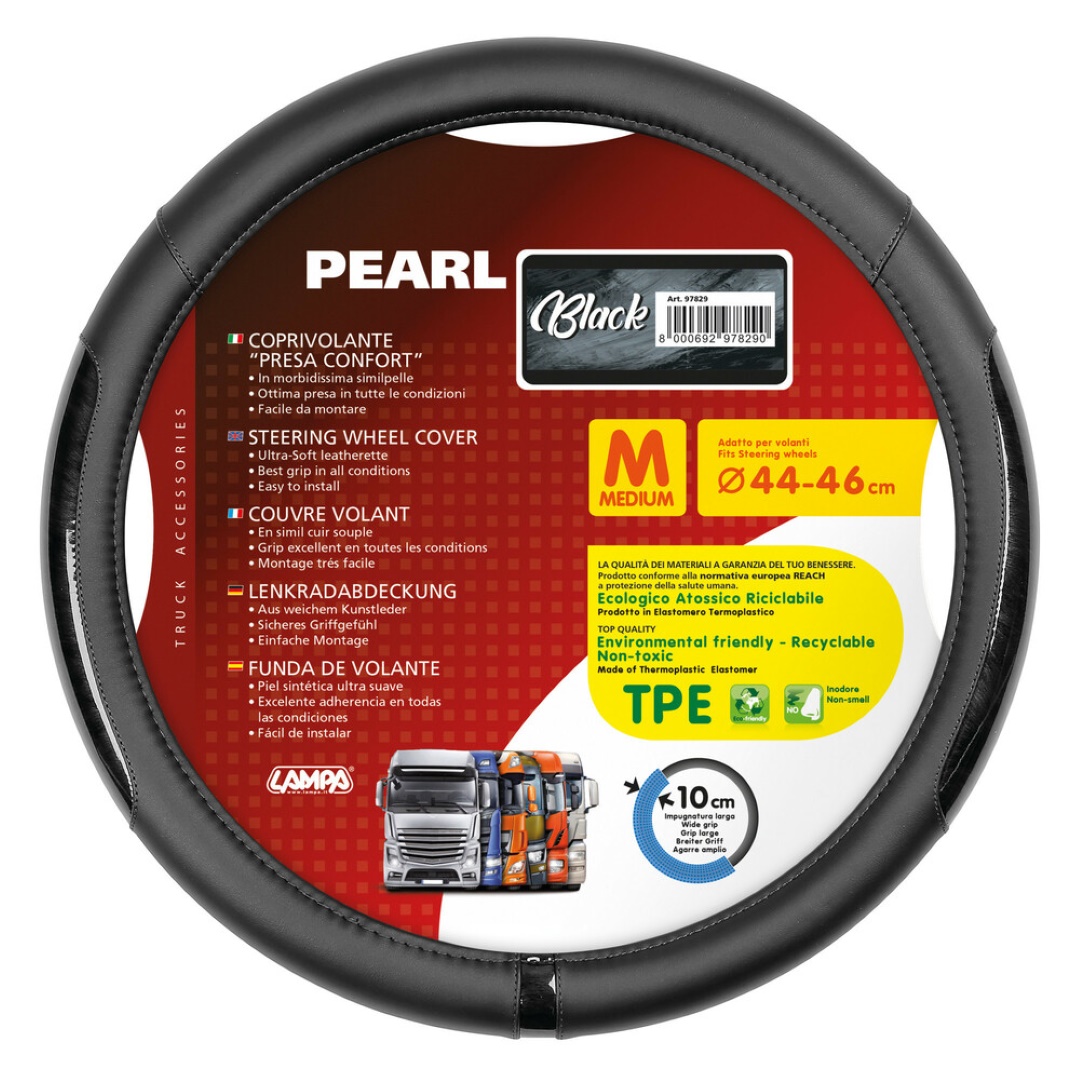 L97829-2 ΚΑΛΥΜΜΑ ΤΙΜΟΝΙΟΥ ΦΟΡΤΗΓΟΥ PEARL BLACK ΔΕΡΜΑΤΙΝΗ ΜΑΥΡΟ (M) 44-46cm ΟΙΚΟΛΟΓΙΚΟ ΚΑΙ ΑΟΣΜΟ - Image 1