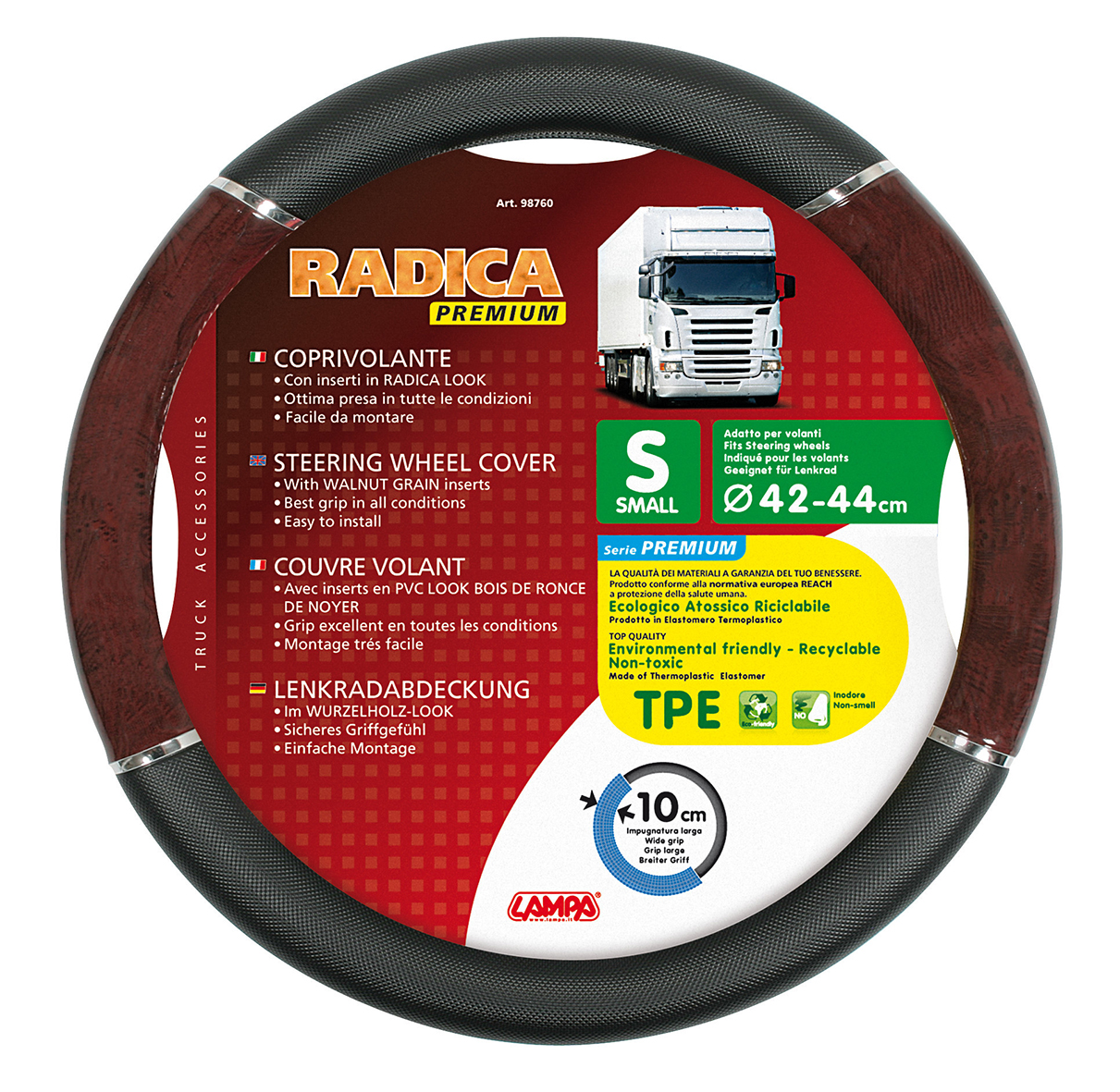 L9876098573-1 ΚΑΛΥΜΜΑ ΤΙΜΟΝΙΟΥ ΦΟΡΤΗΓΟΥ RADICA (S) 42-44cm (ΜΑΥΡΟ/ΞΥΛΟ/ΟΙΚΟΛΟΓΙΚΟ/ΑΟΣΜΟ) - Image 1