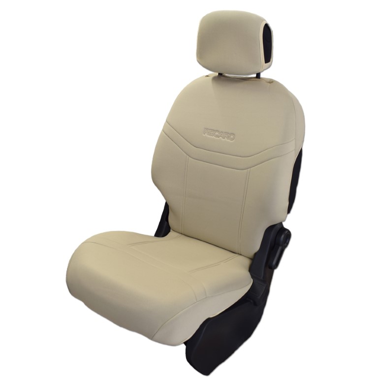 RECBEIGE-1 ΗΜΙΚΑΛΥΜΜΑΤΑ ΚΑΘΙΣΜΑΤΩΝ BUCKET RECARO ΜΠΕΖ ΜΕ ΥΠΟΔΟΧΗ ΠΡΟΣΚΕΦΑΛΟΥ ΜΕ VELCRO ΚΑΙ ΠΡΟΣΚΕΦΑΛΑ (2 ΤΕΜ.) - Image 1