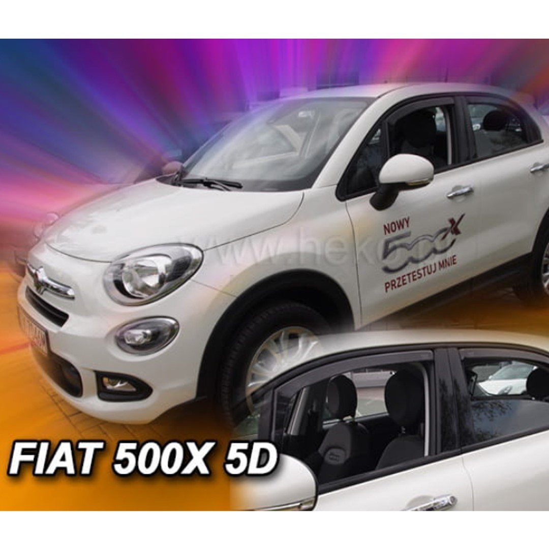 SET15174 ΑΝΕΜΟΘΡΑΥΣΤΕΣ ΓΙΑ FIAT 500X 5D 2015 ΣΕΤ ΑΥΤΟΚΙΝΗΤΟΥ ΑΠΟ ΕΥΚΑΜΠΤΟ ΦΙΜΕ ΠΛΑΣΤΙΚΟ HEKO - 4 ΤΕΜ. - Image 1