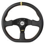 ΤΙΜΟΝΙ STEALTH CORSA 355mm ΤΡΙΑΚΤΙΝΟ ΔΕΡΜΑΤΙΝΟ ΜΑΥΡΟ LUISI