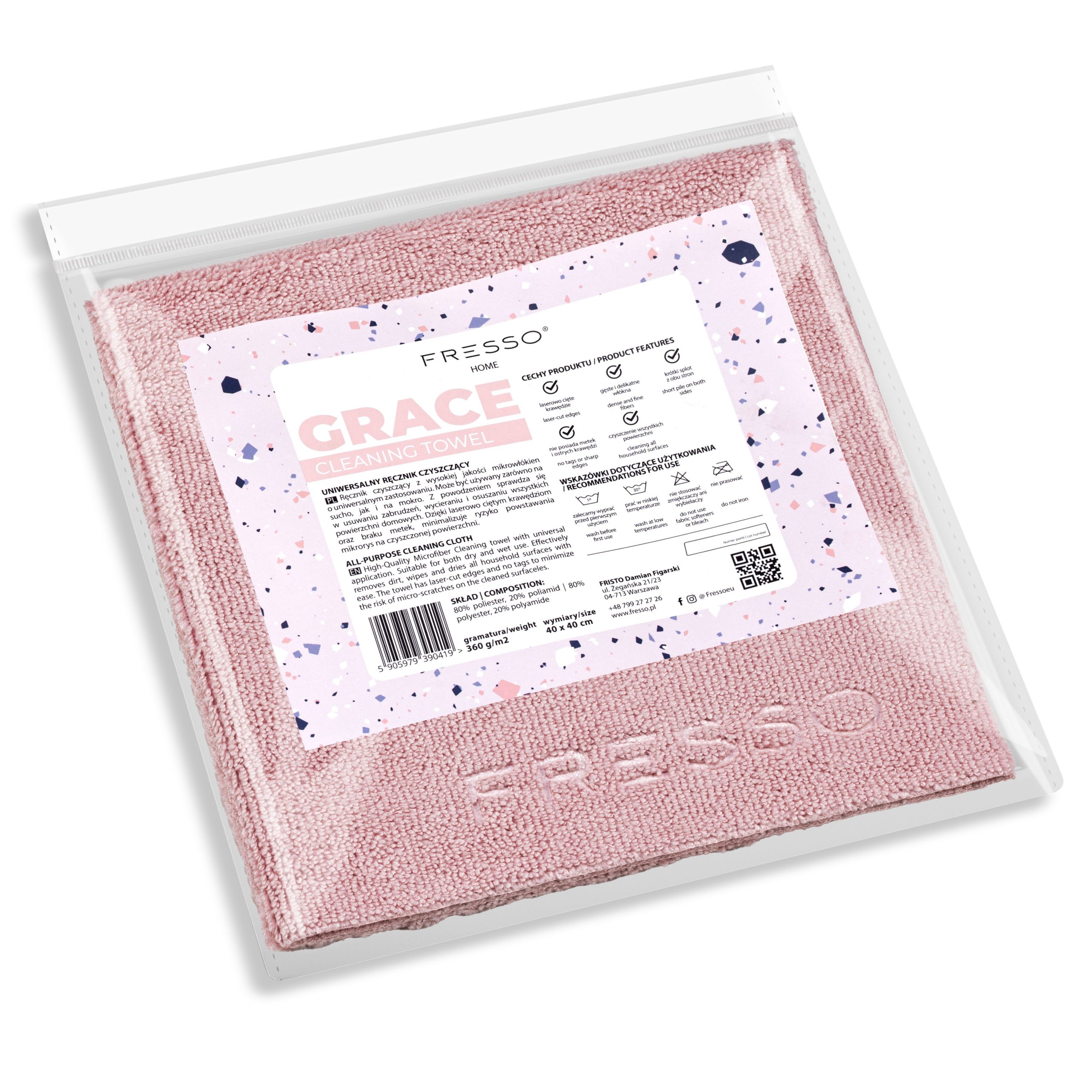 grace_02_2.jpgv_1769092467_width_3694 Fresso - Πετσέτα Μικροΐνας Γενικής Χρήσης Grace Home 40 x 40 cm 360 g/m² Διπλής Όψης με Άκρες Κοπής Laser - 1 Τεμ. (390419/FRE) - Image 1