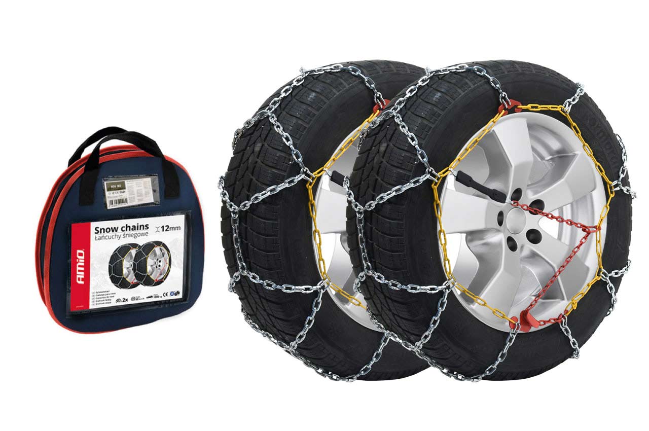 snow-chains-12mm-01 Amio - Αλυσίδες Χιονιού 12mm KN-50 για Σταθερή Πρόσφυση σε Χιόνι & Πάγο με Ανθεκτική Κατασκευή για Ασφαλή Οδήγηση σε Δύσκολες Συνθήκες - 1 Σετ (02110/AM) - Image 1